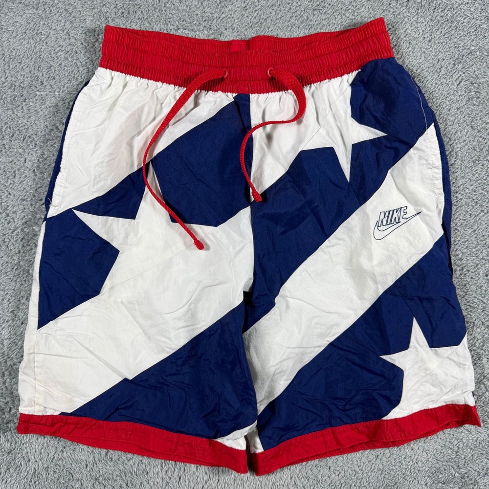 Nike Throwback Windbreaker Shorts Size Medium USA Flag Basketball Patriot‎